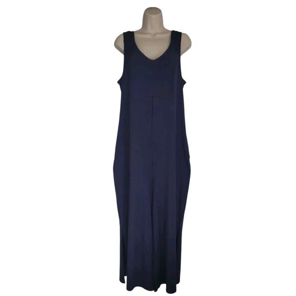 Cuddl Duds Oxford Navy Flexwear Wide Leg Jumpsuit | Women’s Large - Picture 3 of 12